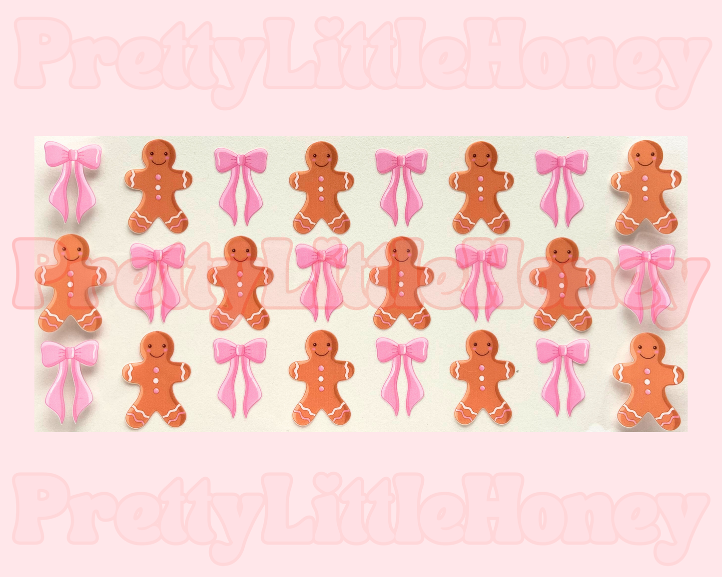 Pink Bow Gingerbread Christmas Wraps