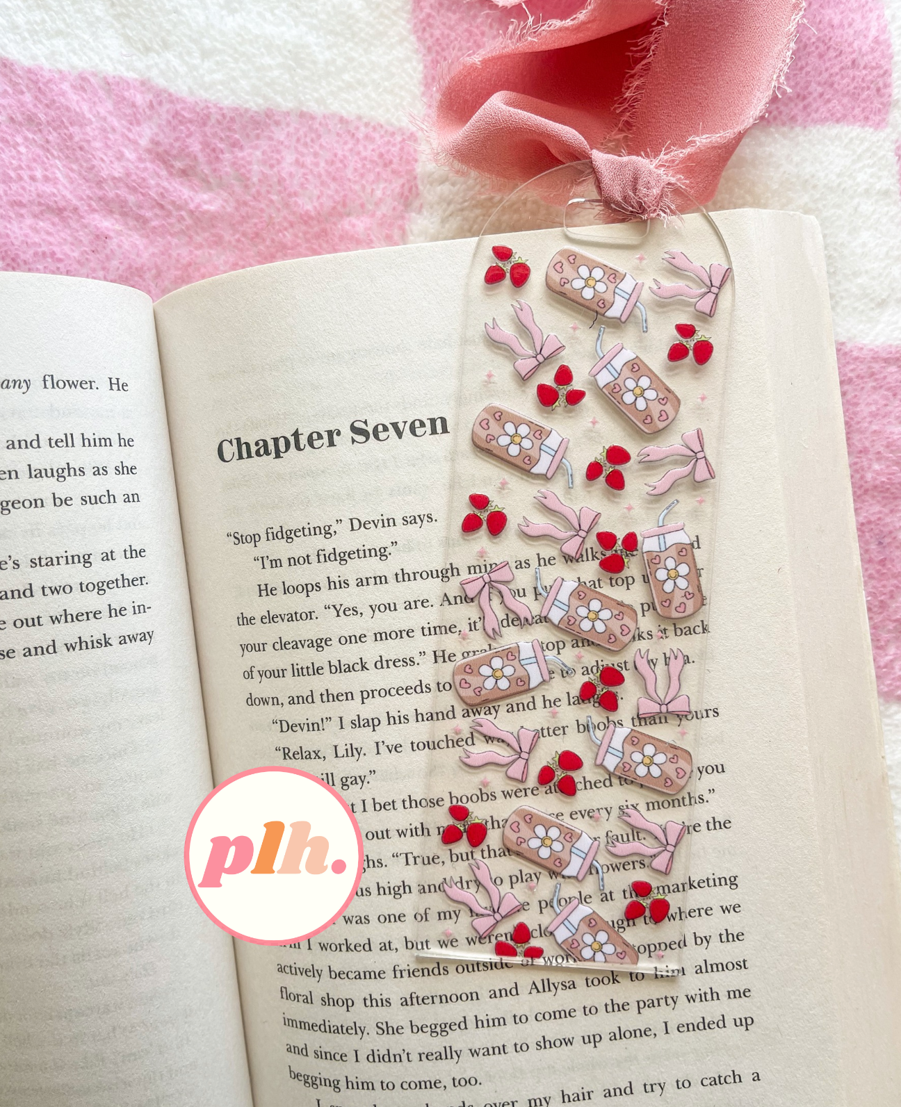 Iced Coffee Strawberry Bow Bookmark