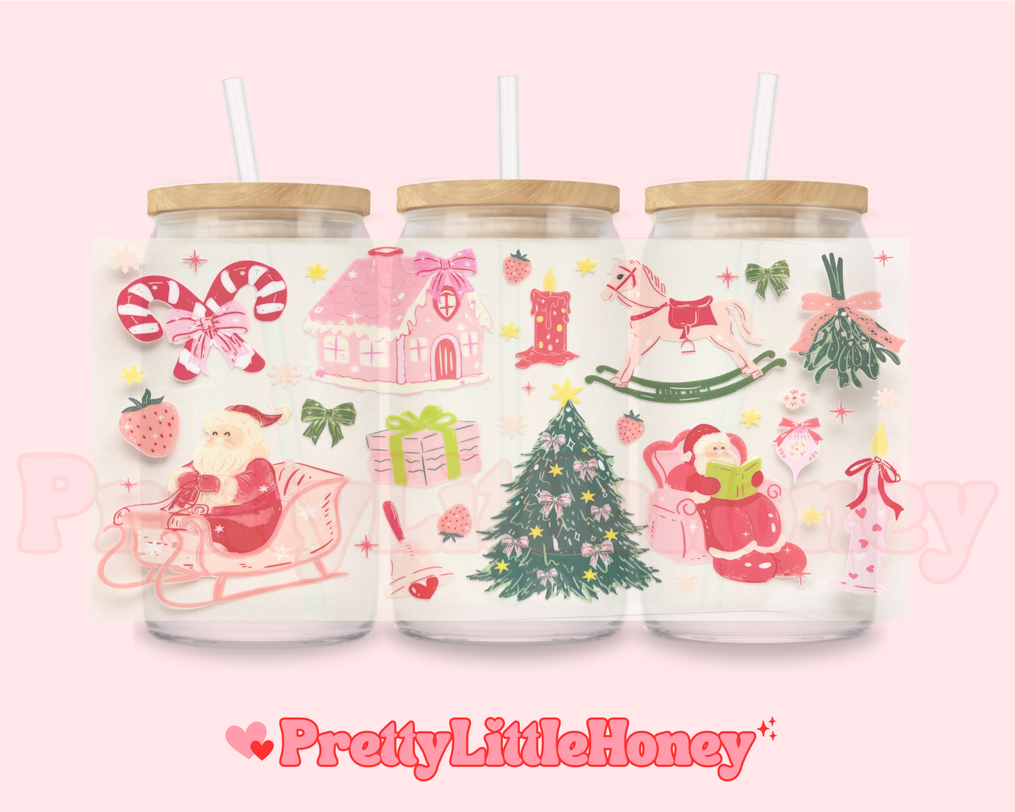 Santa Sleigh Tree CandyCane Christmas Wrap