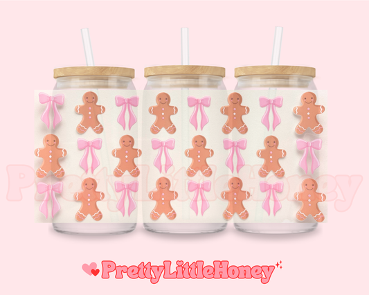 Pink Bow Gingerbread Christmas Wraps