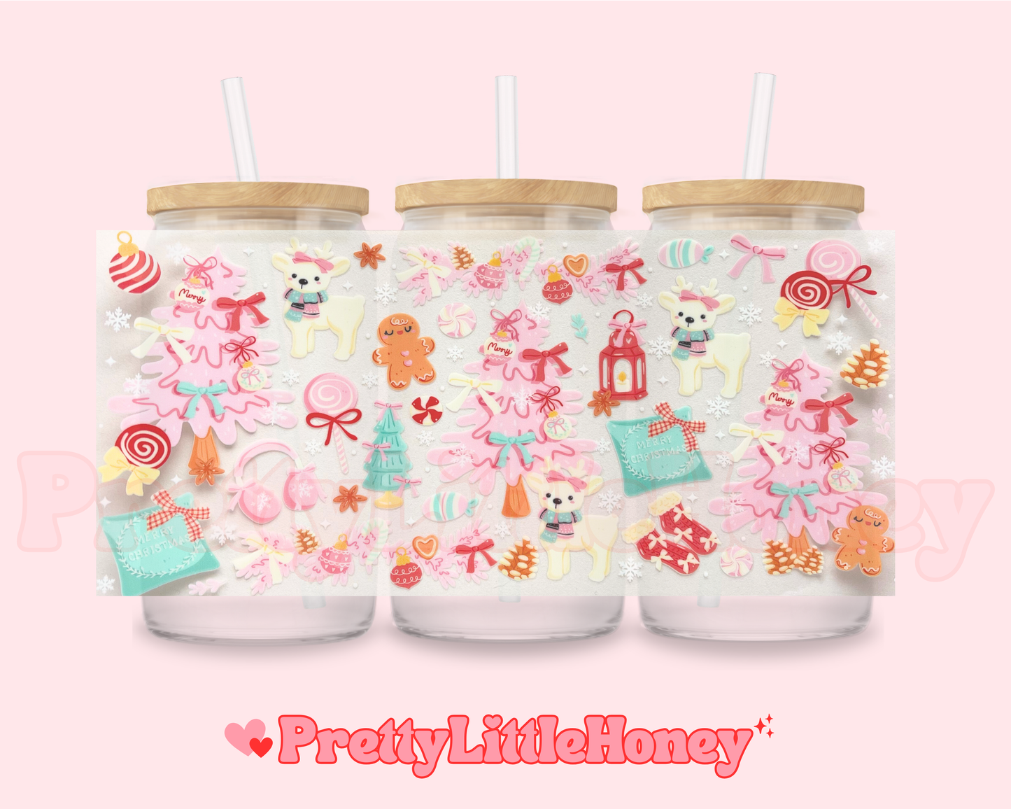 Polar Bear Pink Christmas Tree Wrap