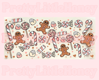 Pink & White Candy Gingerbread Christmas Wrap